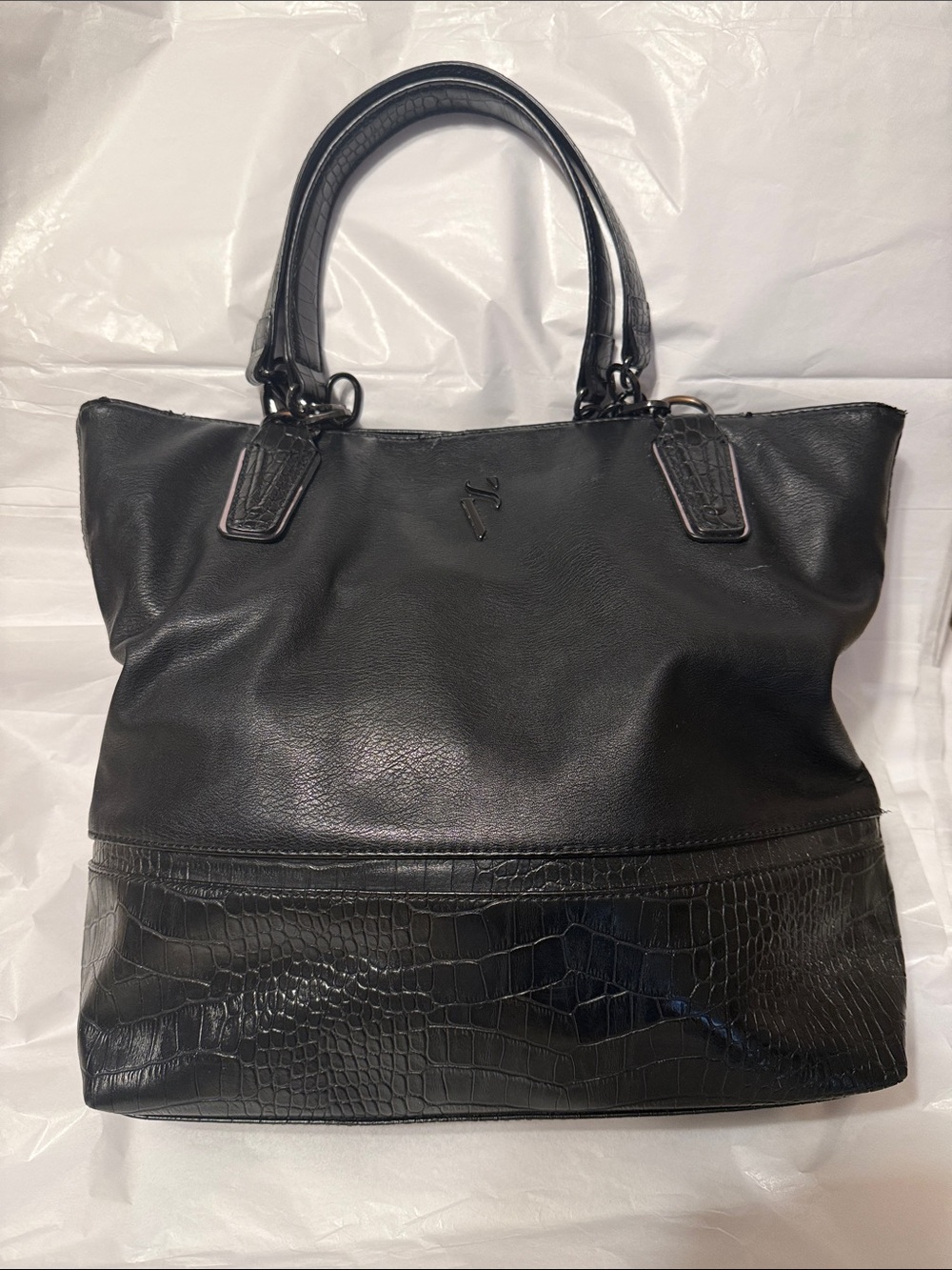Simply Vera Vera Wang Black Women’s Tote Bag - Sleek Croc-Textured Accent